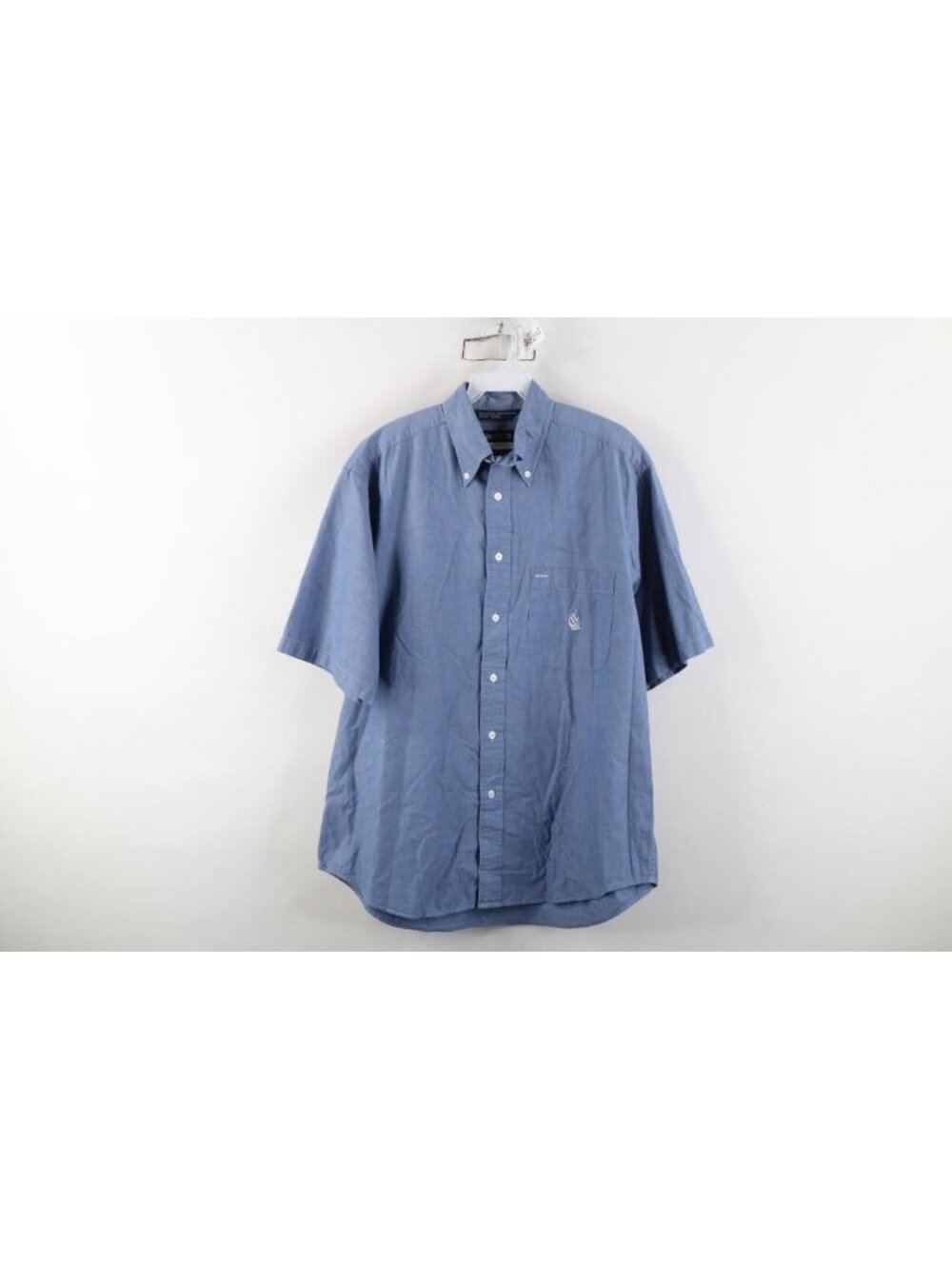 Vintage 90s Nautica Mens Medium Faded Chambray Baggy Collared Button Down Shirt